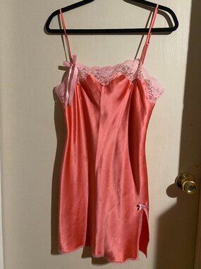 Medium Pink Victoria's Secret Angels Lace Satin Slip